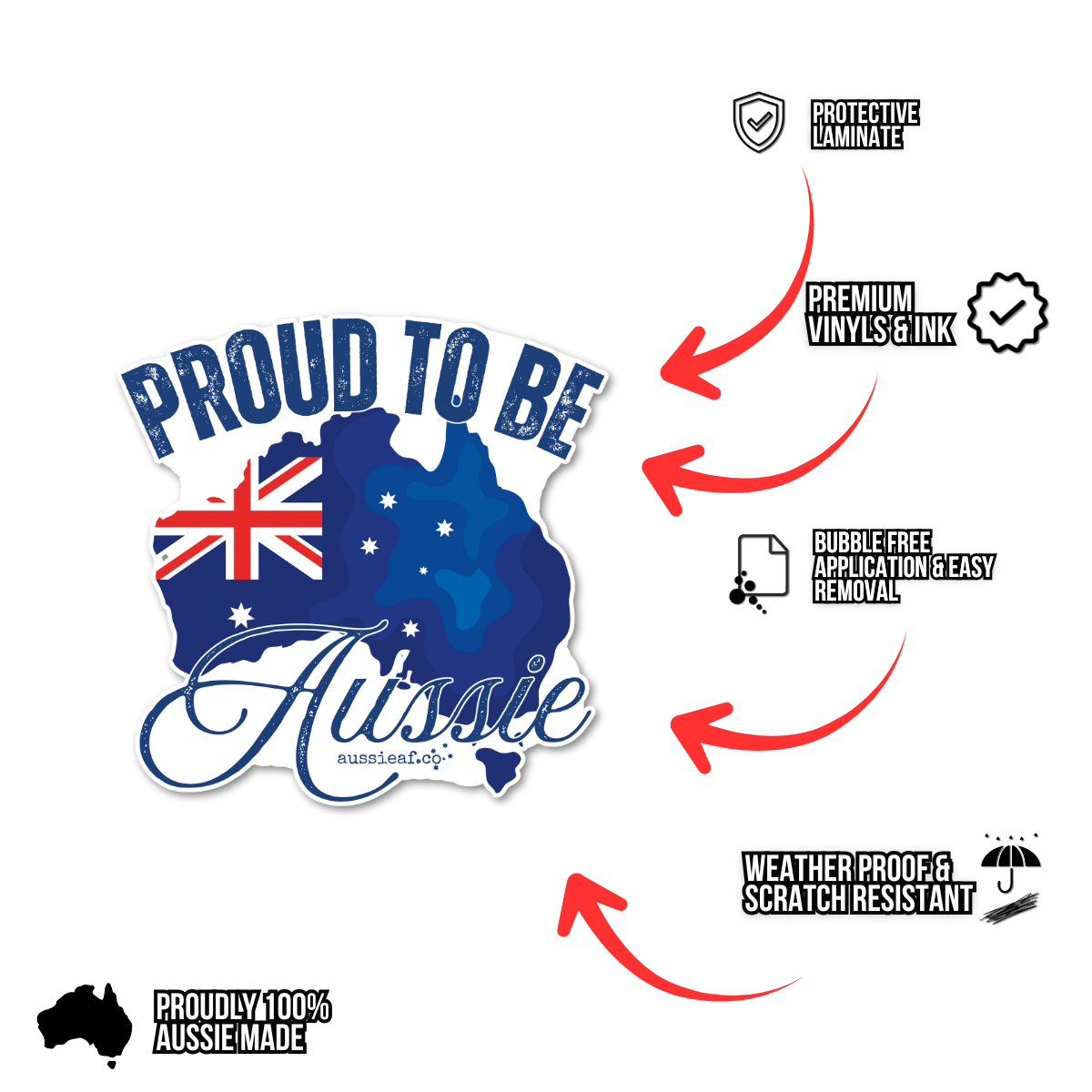 Proud to be Aussie Australian Flag UV Vinyl Bumper Sticker