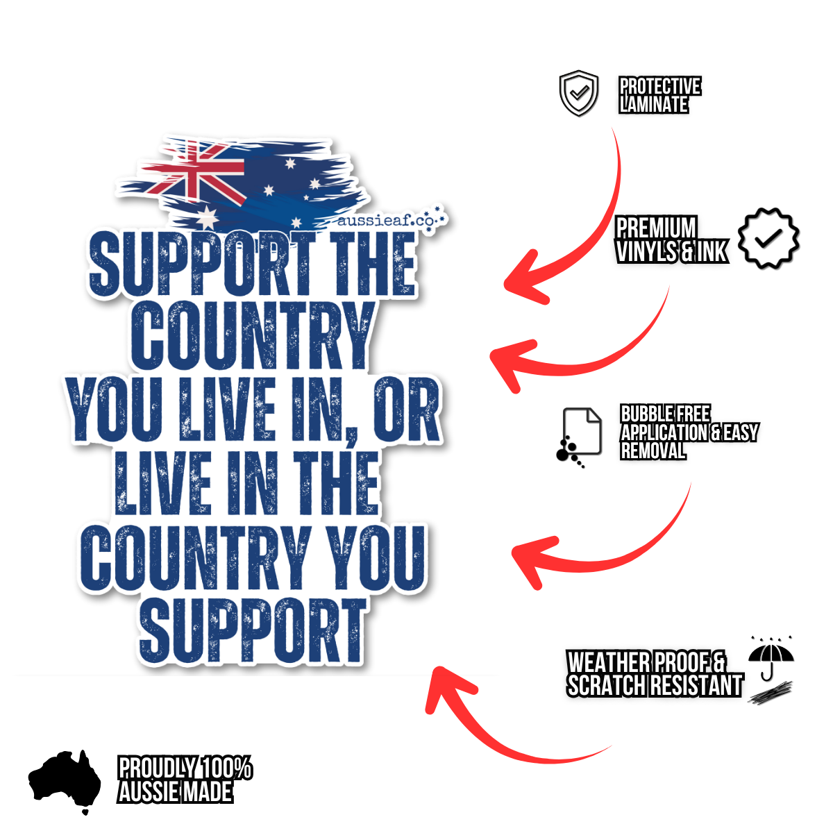 Support the Country You Live In UV Vinyl Bumper Sticker