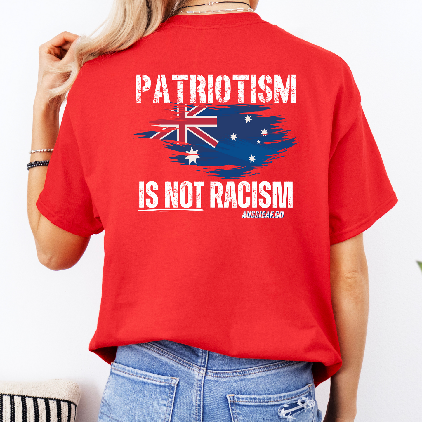 Patriotism is not Racism Australian Flag Unisex BACK Print Shirt
