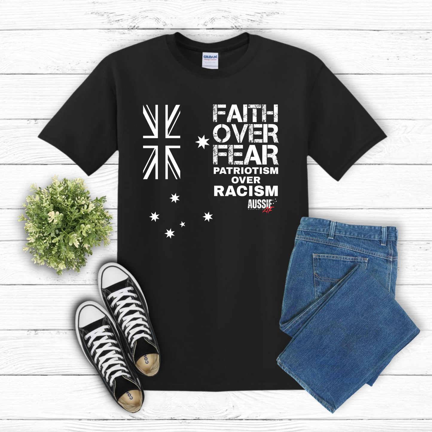 Faith Over Fear Patriotism Over Racism Australian Flag Shirt