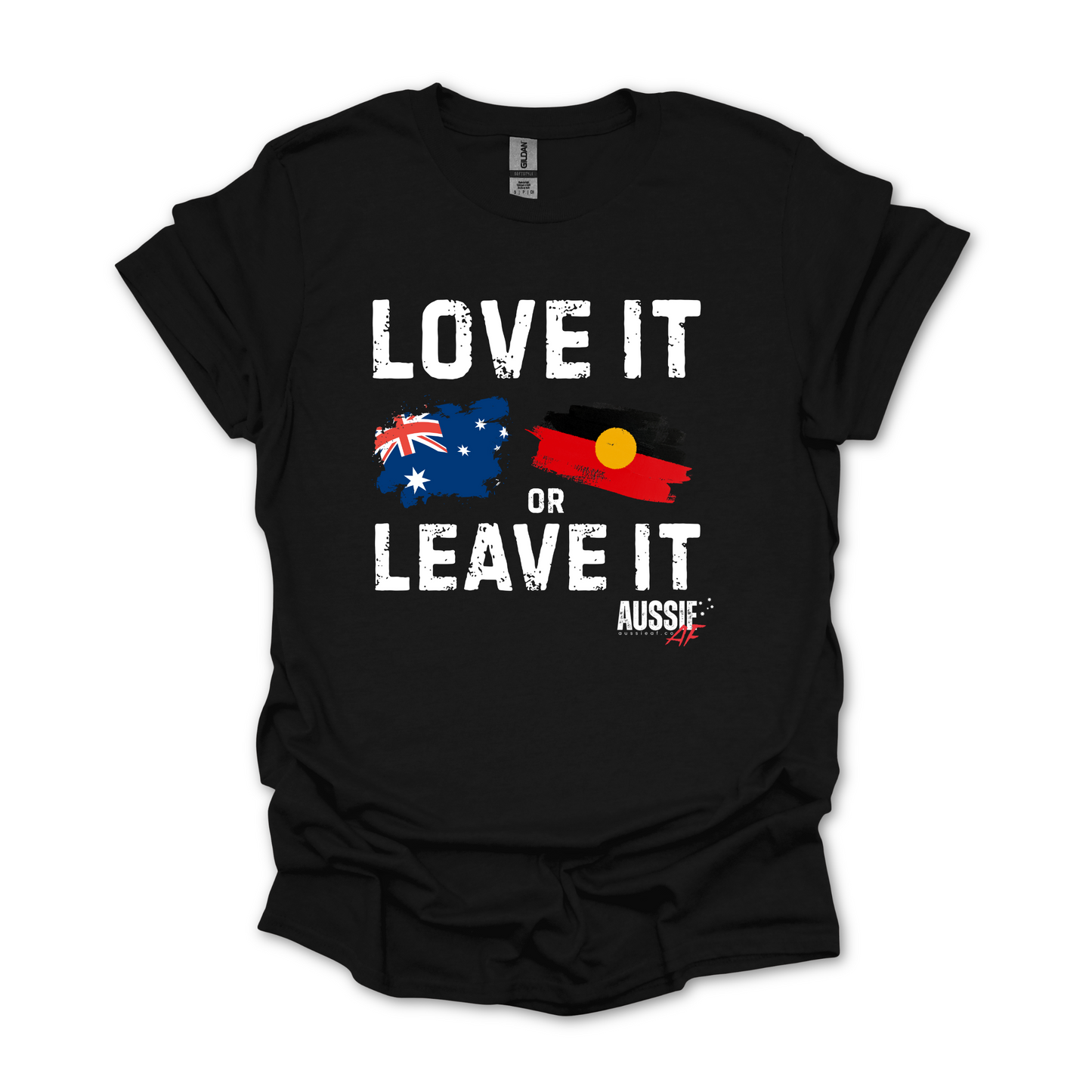 Love It or Leave It Aussie/Aboriginal Flag Shirt