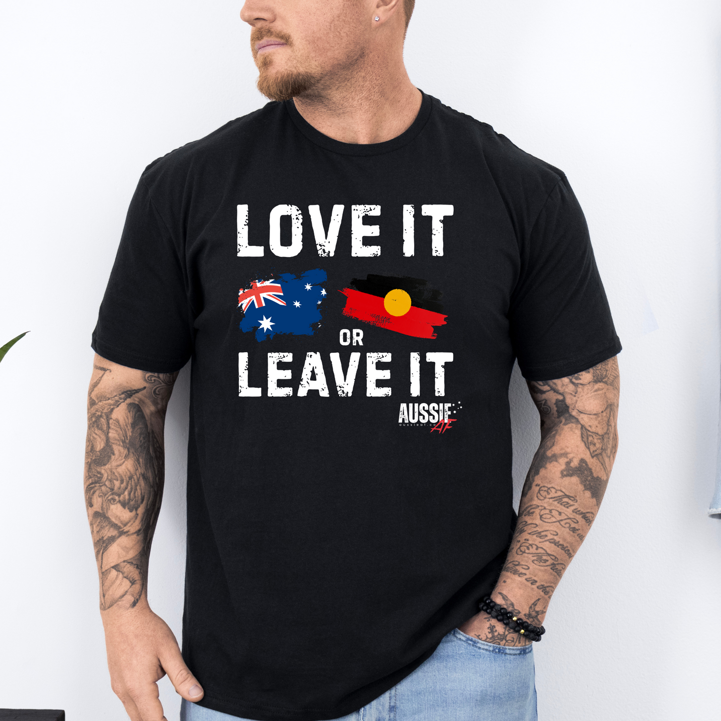 Love It or Leave It Aussie/Aboriginal Flag Shirt
