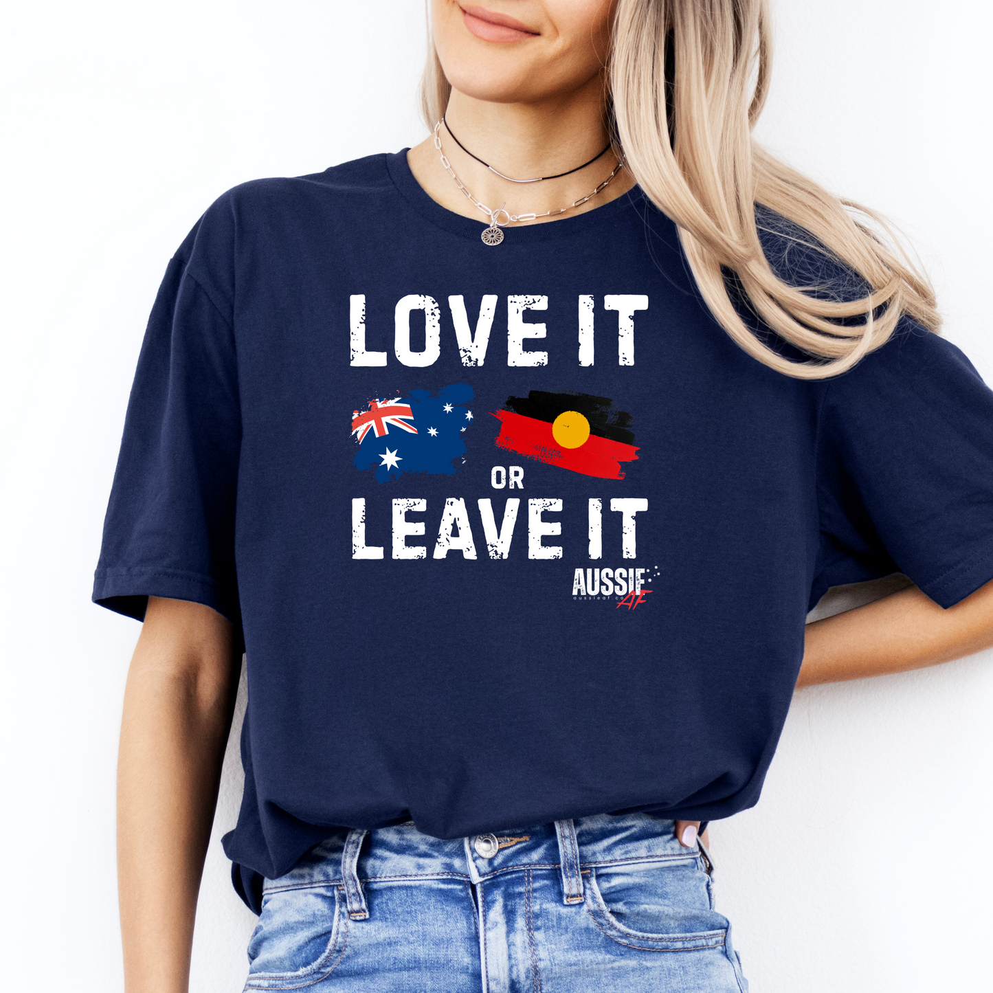 Love It or Leave It Aussie/Aboriginal Flag Shirt