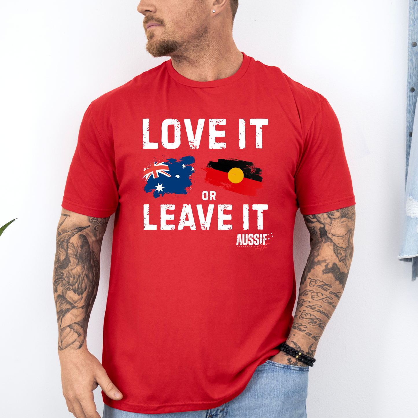 Love It or Leave It Aussie/Aboriginal Flag Shirt