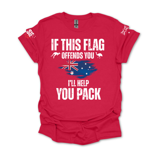 If This Flag Offends You Aussie Flag Patriot T-Shirt with Sleeve Printing