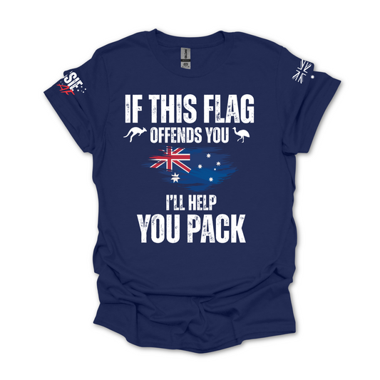 If This Flag Offends You Aussie Flag Patriot T-Shirt with Sleeve Printing