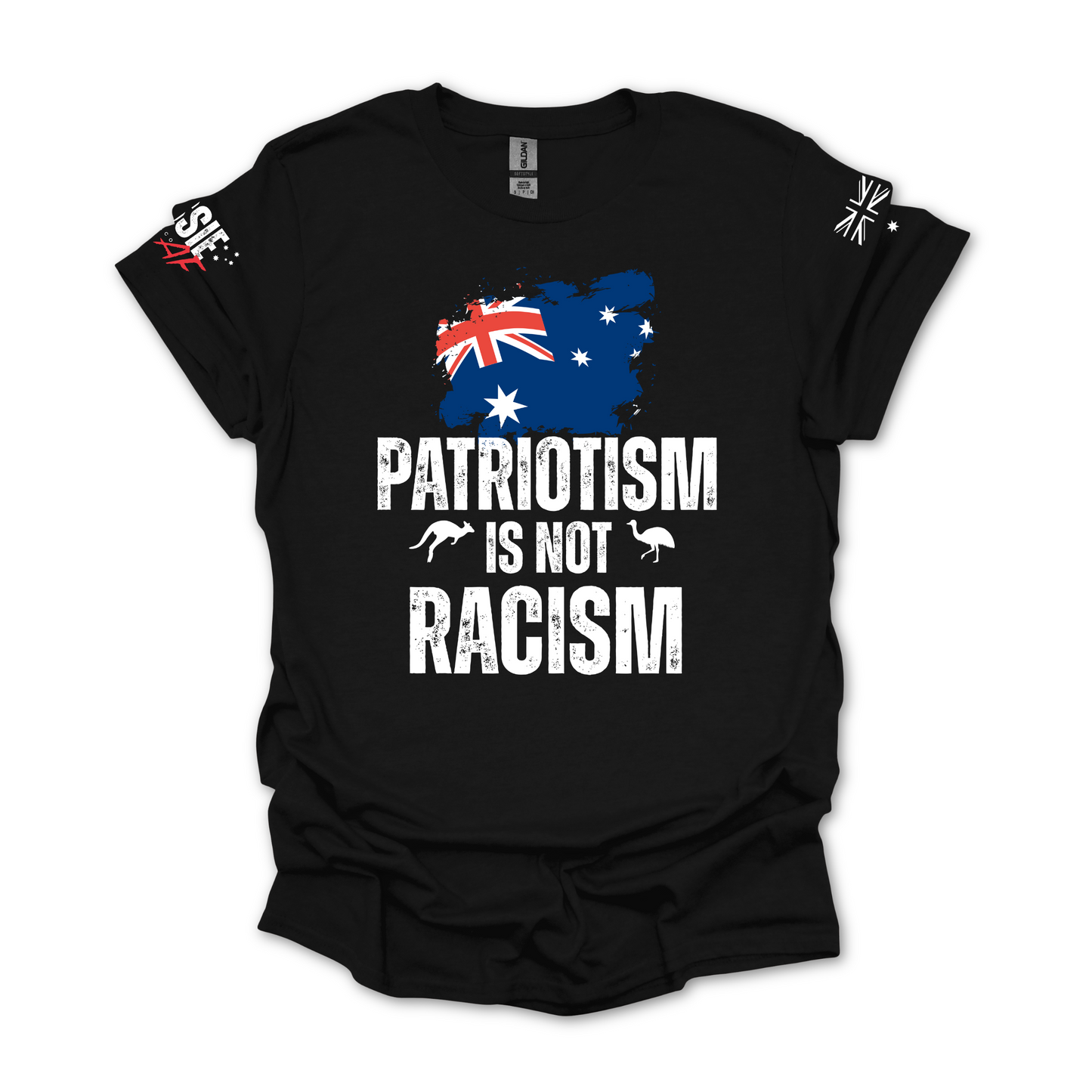 Patriotism Is Not Racism Aussie Flag T-Shirt with Sleeve Printing