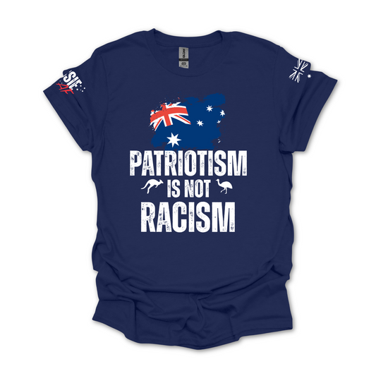 Patriotism Is Not Racism Aussie Flag T-Shirt with Sleeve Printing
