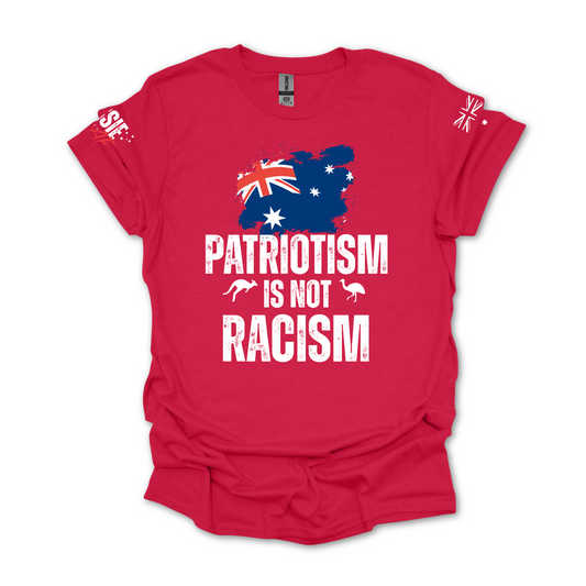 Patriotism Is Not Racism Aussie Flag T-Shirt with Sleeve Printing