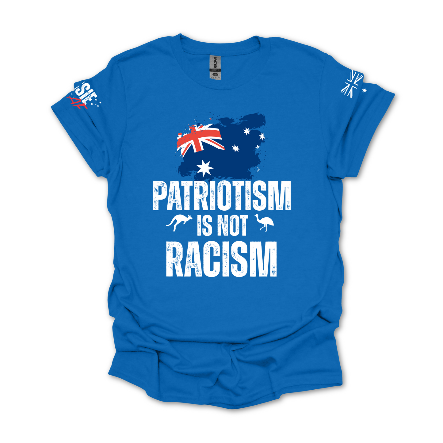 Patriotism Is Not Racism Aussie Flag T-Shirt with Sleeve Printing