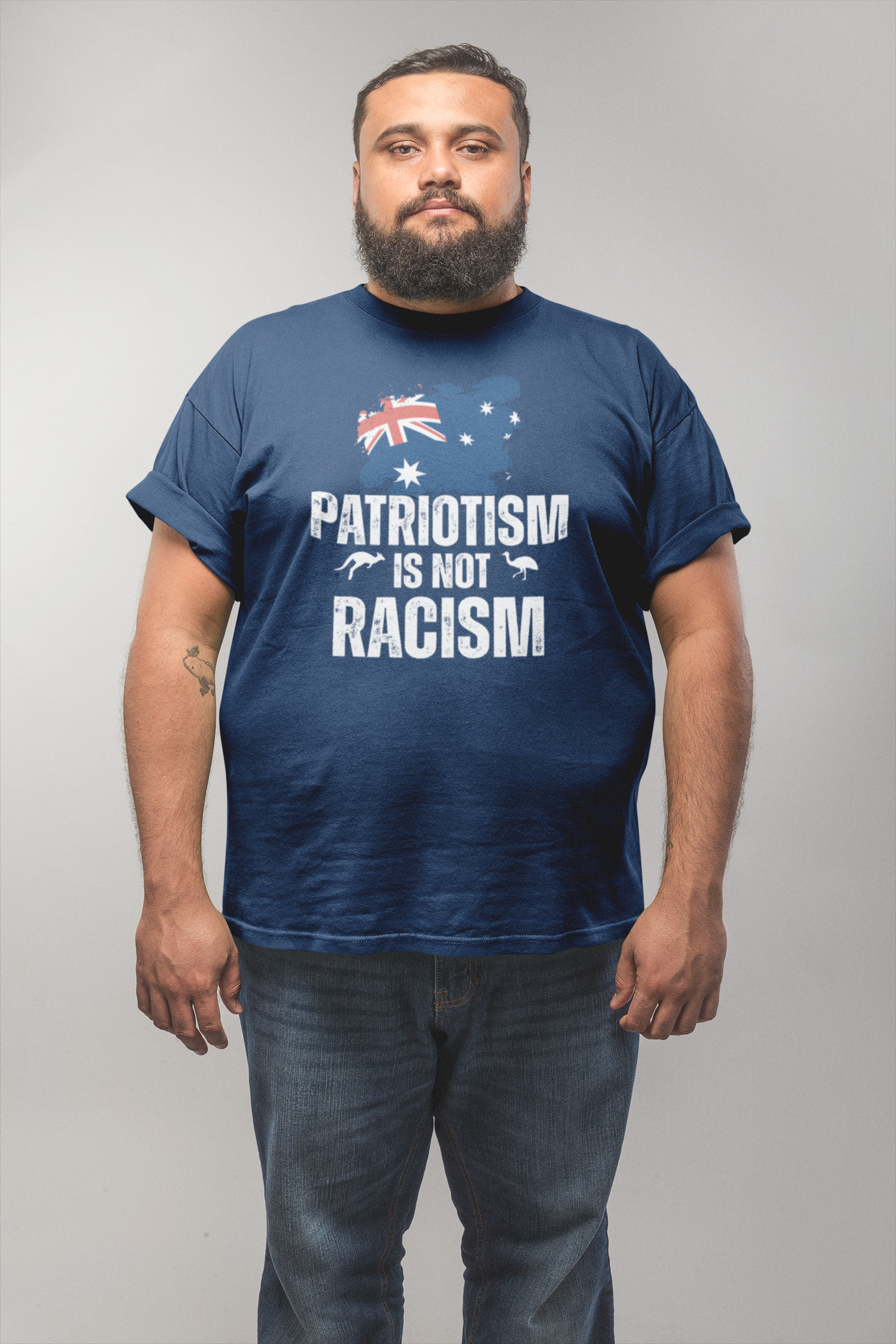 Big Fella Fits, Patriotism Is Not Racism Australian Flag Shirt