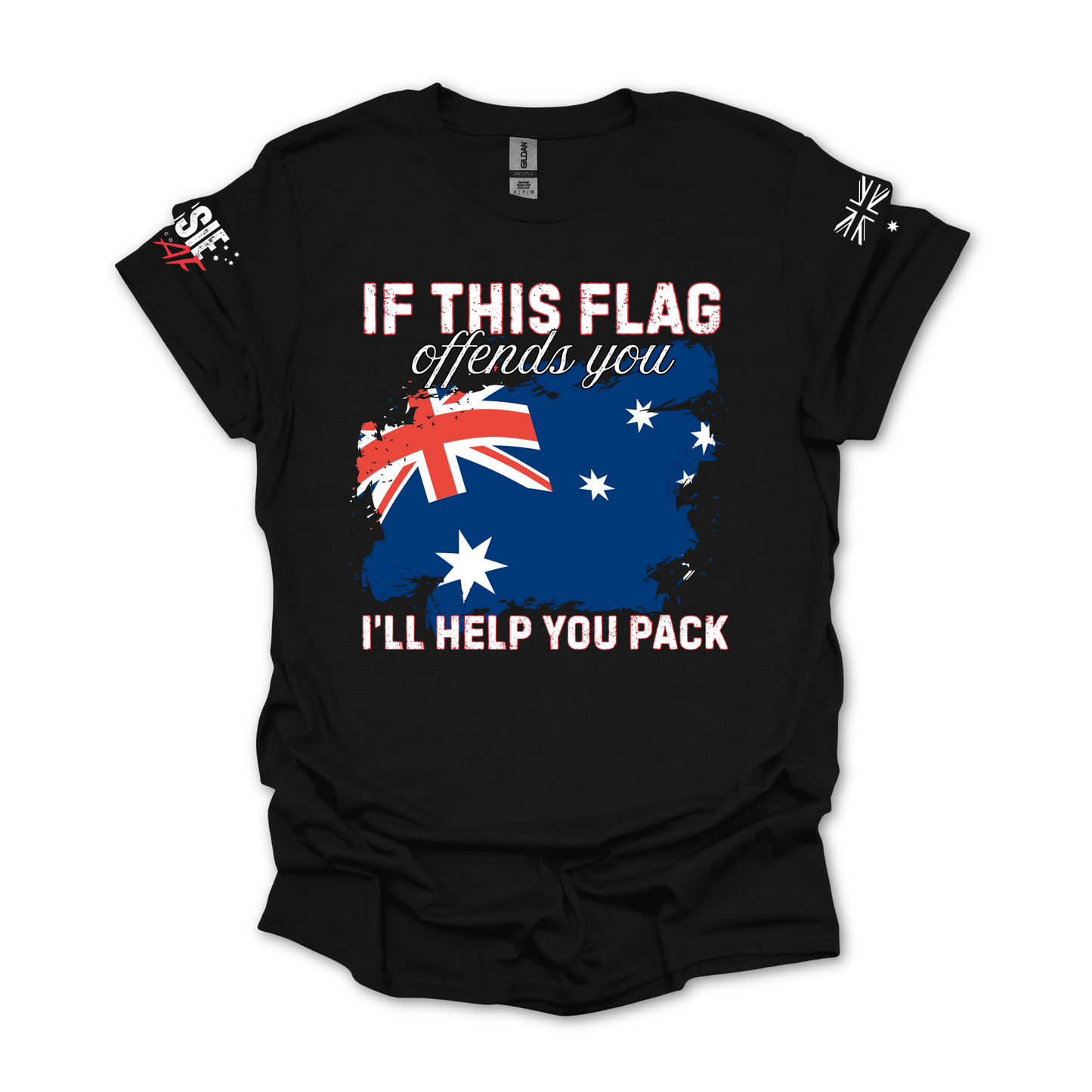 If This Flag Offends You Australian Flag Patriot Unisex T-Shirt with Sleeve Printing