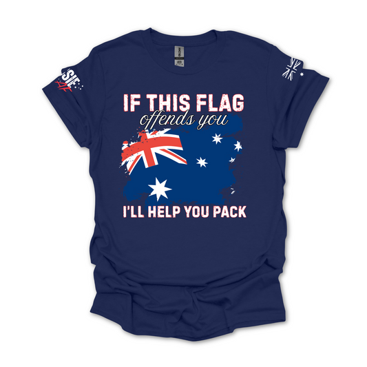 If This Flag Offends You Australian Flag Patriot Unisex T-Shirt with Sleeve Printing