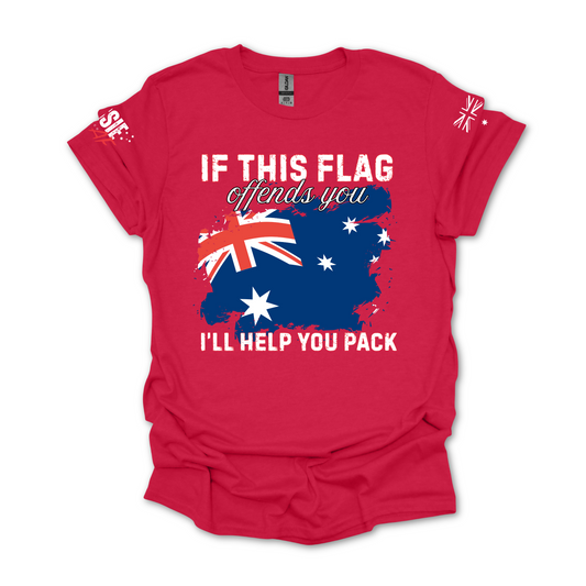 If This Flag Offends You Australian Flag Patriot Unisex T-Shirt with Sleeve Printing