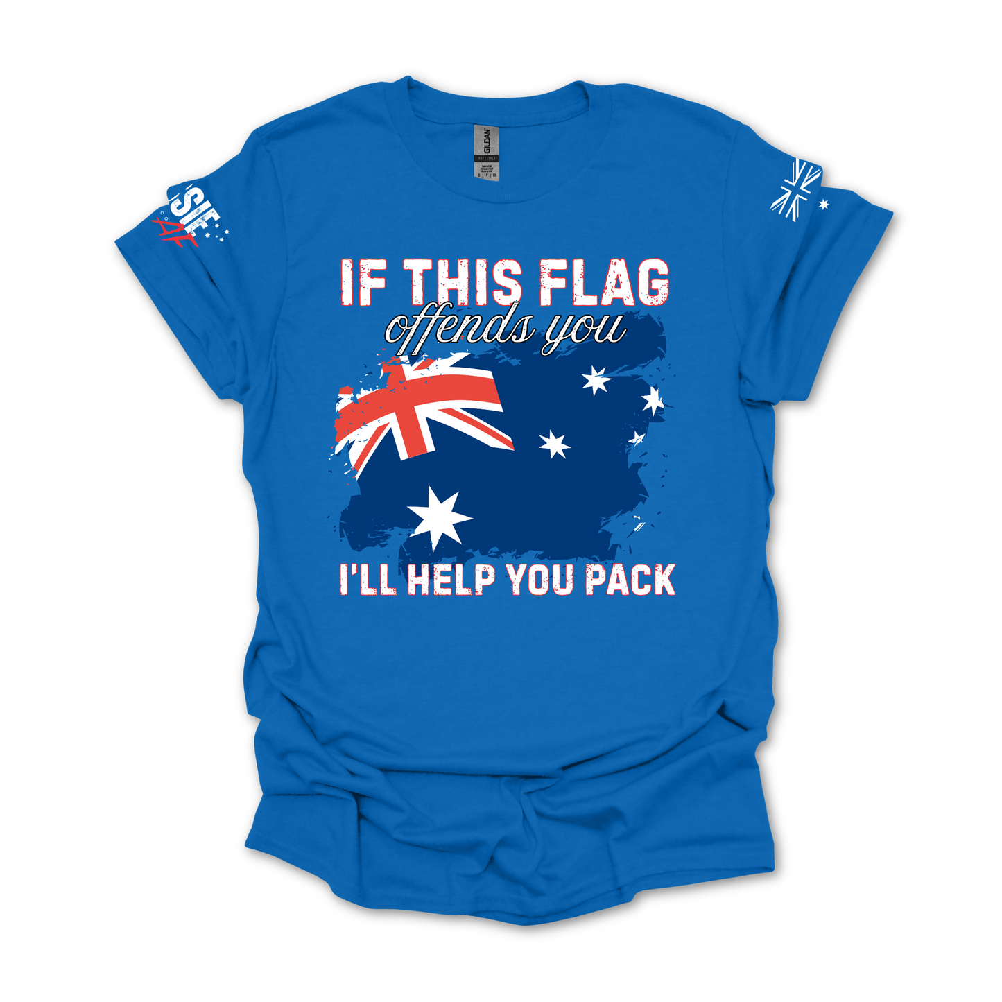 If This Flag Offends You Australian Flag Patriot Unisex T-Shirt with Sleeve Printing