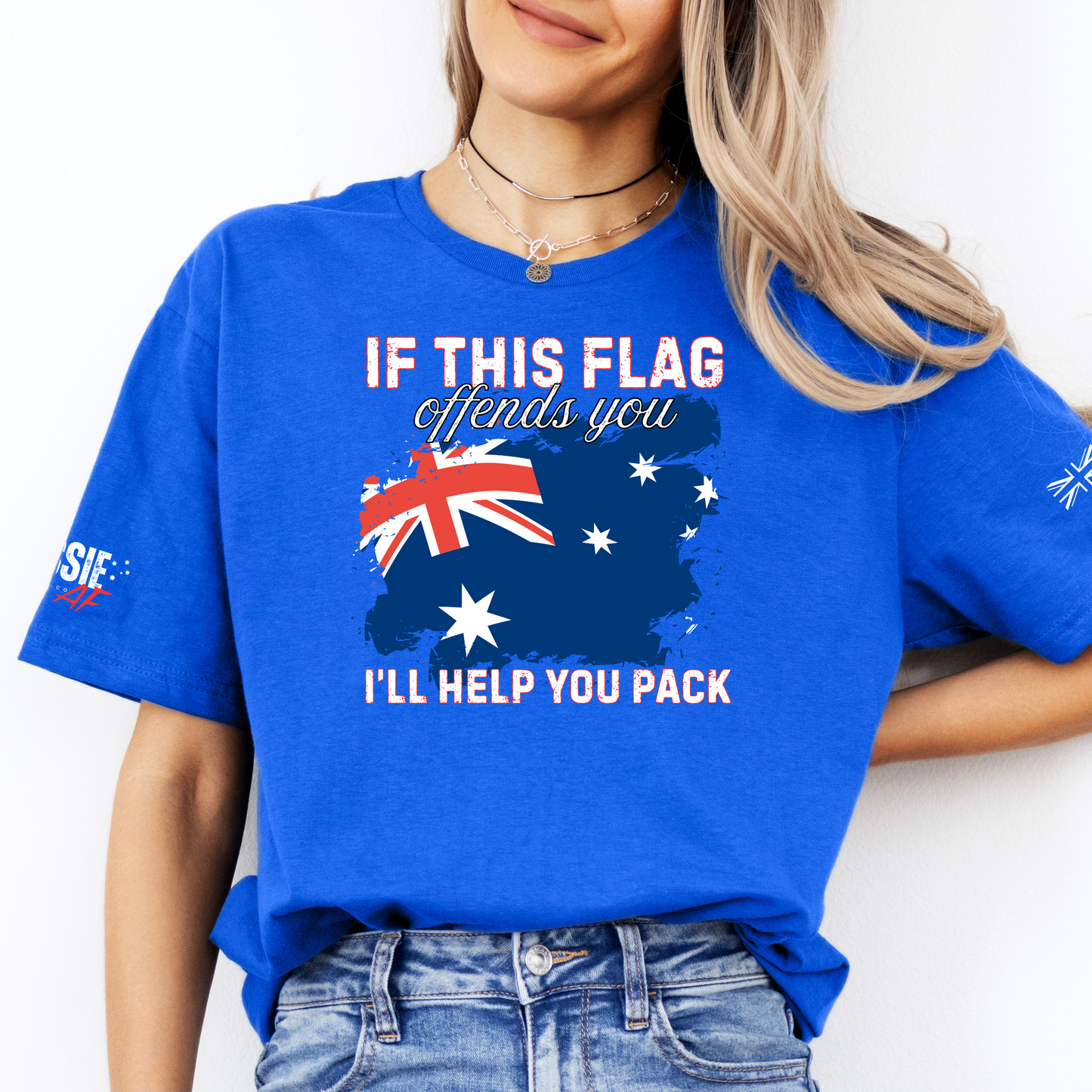If This Flag Offends You Australian Flag Patriot Unisex T-Shirt with Sleeve Printing