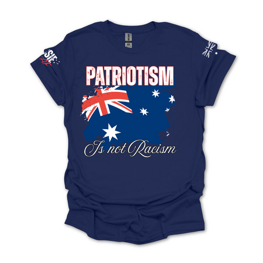 Patriotism is not Racism Australian Flag Patriot Unisex T-Shirt with Sleeve Printing