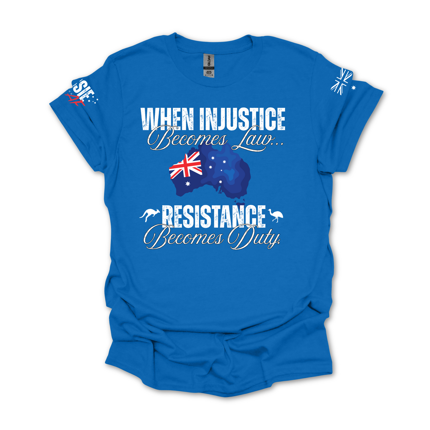When Injustice Becomes Law Australian Flag Unisex T-Shirt with Sleeve Printing