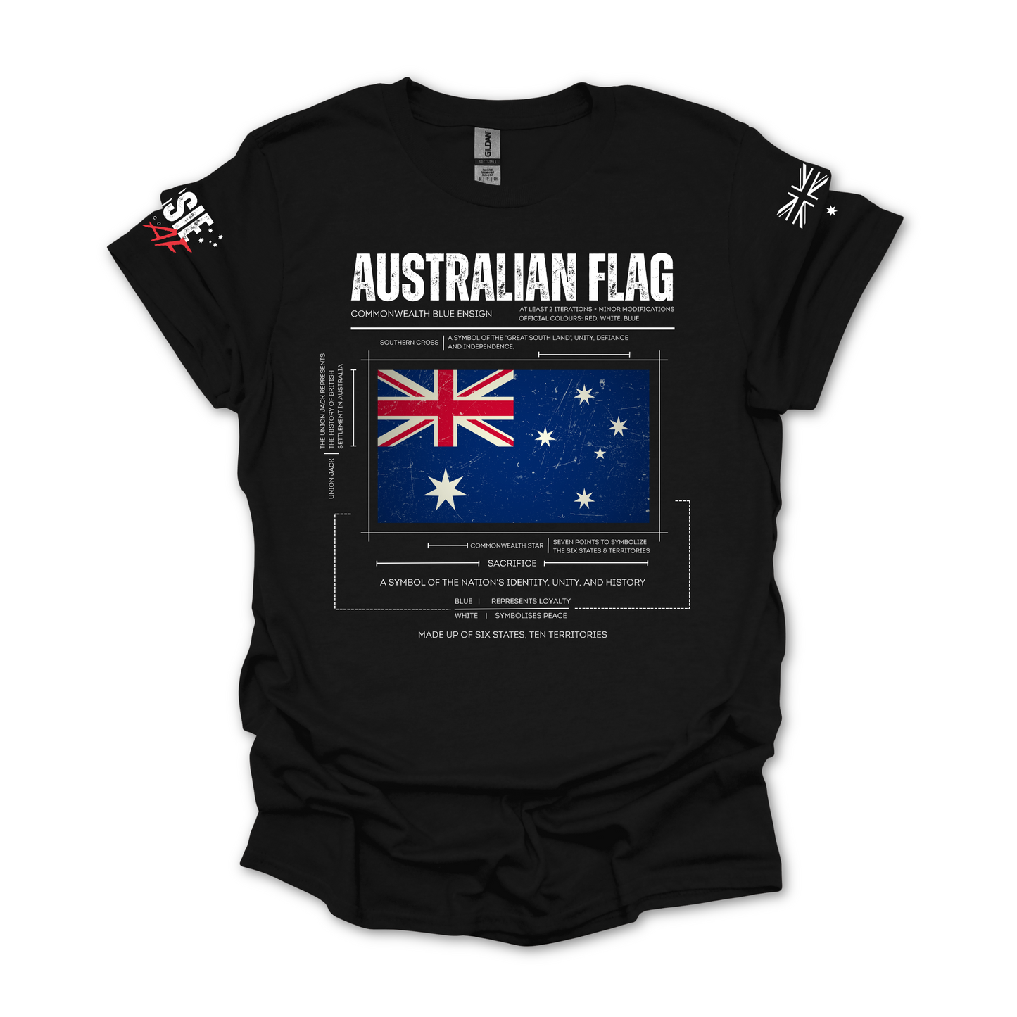 The Symbolism of the Australian Flag Unisex T-Shirt with Sleeve Printing
