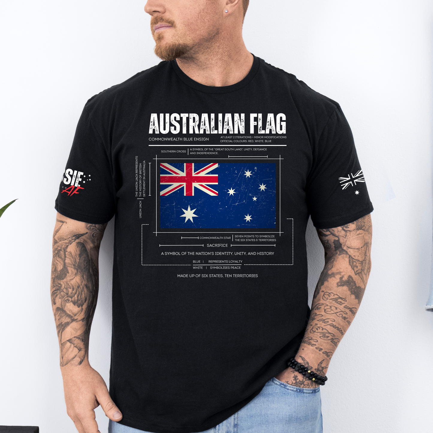 The Symbolism of the Australian Flag Unisex T-Shirt with Sleeve Printing