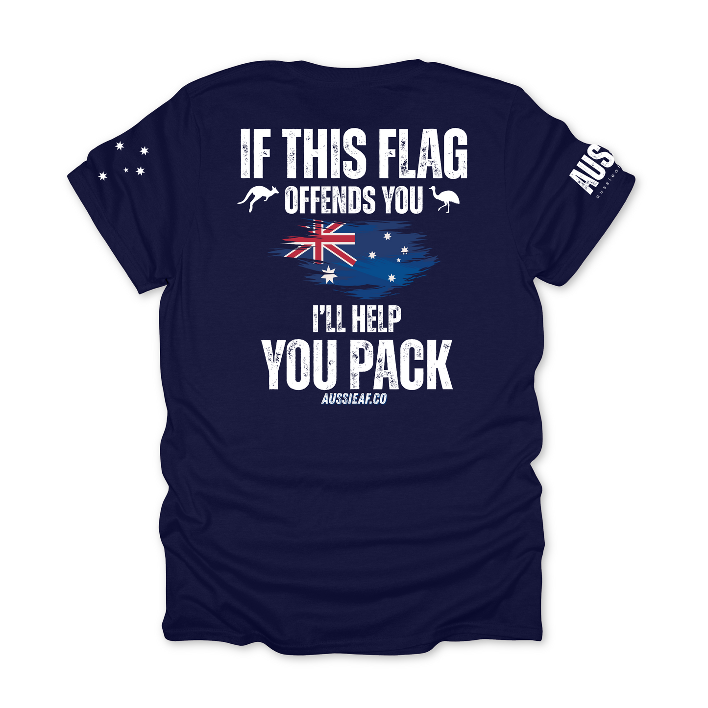 If This Flag Offends You Australian Flag Unisex BACK Print Shirt with Sleeve Printing