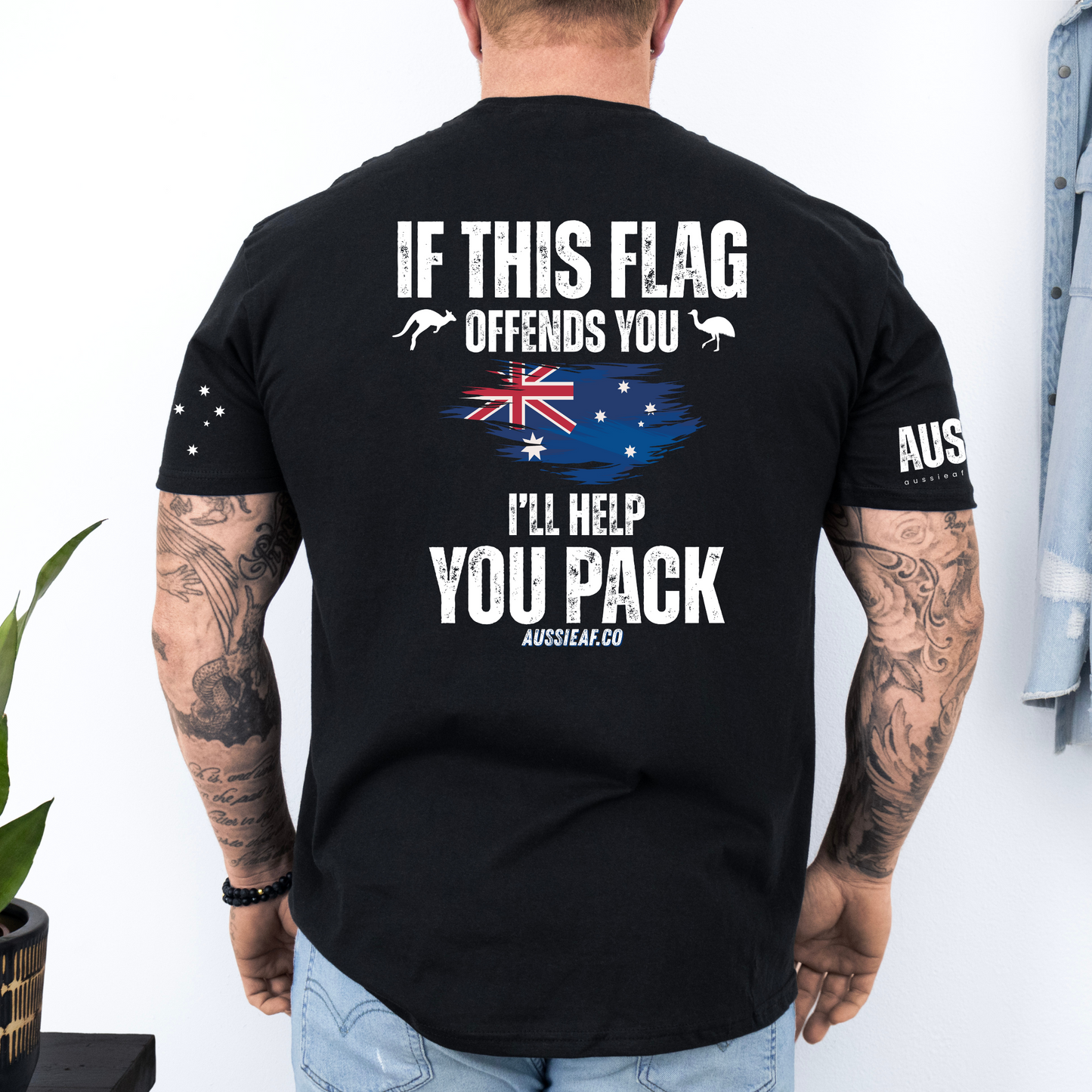 If This Flag Offends You Australian Flag Unisex BACK Print Shirt with Sleeve Printing