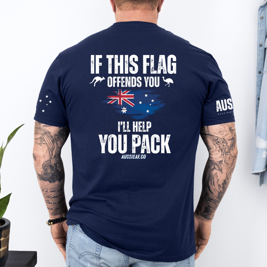 If This Flag Offends You Australian Flag Unisex BACK Print Shirt with Sleeve Printing