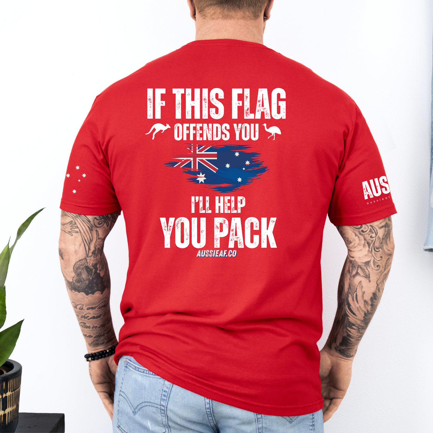 If This Flag Offends You Australian Flag Unisex BACK Print Shirt with Sleeve Printing