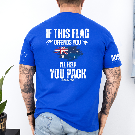If This Flag Offends You Australian Flag Unisex BACK Print Shirt with Sleeve Printing
