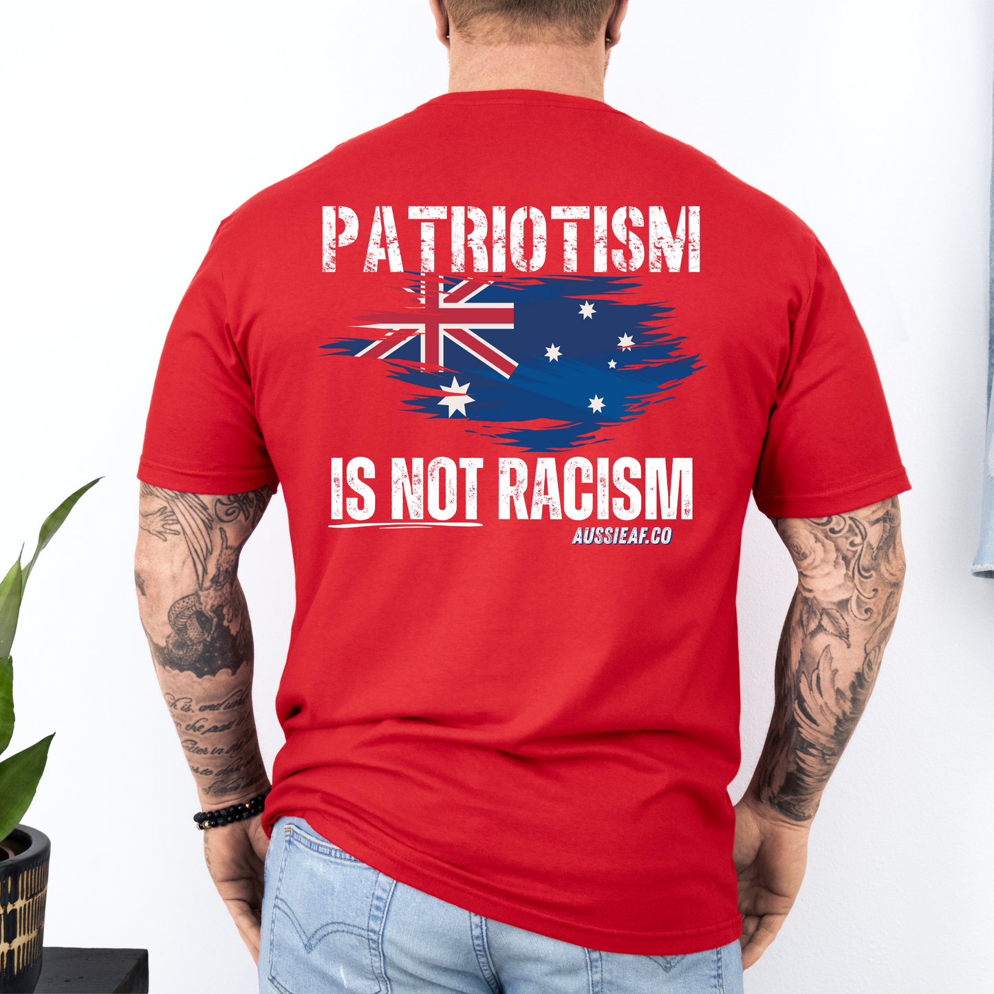Patriotism is not Racism Australian Flag Unisex BACK Print Shirt