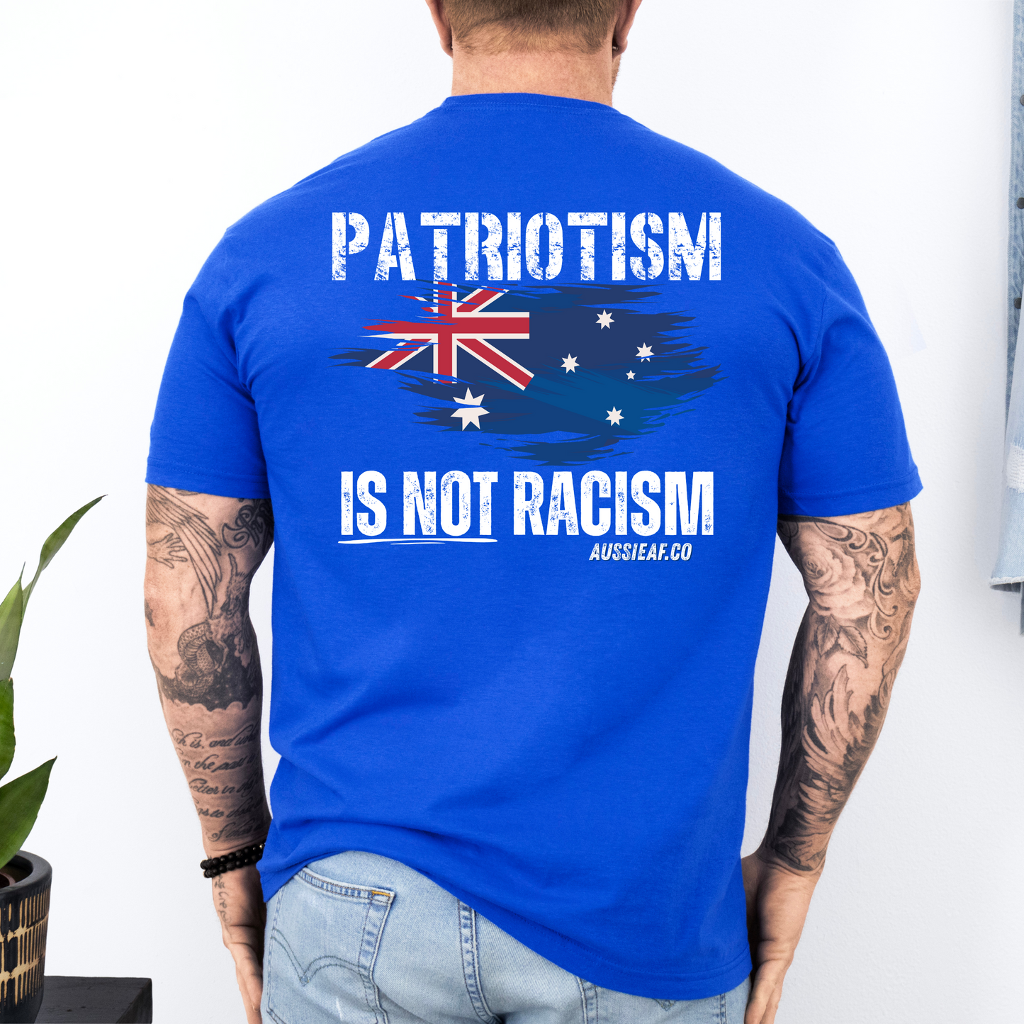 Patriotism is not Racism Australian Flag Unisex BACK Print Shirt