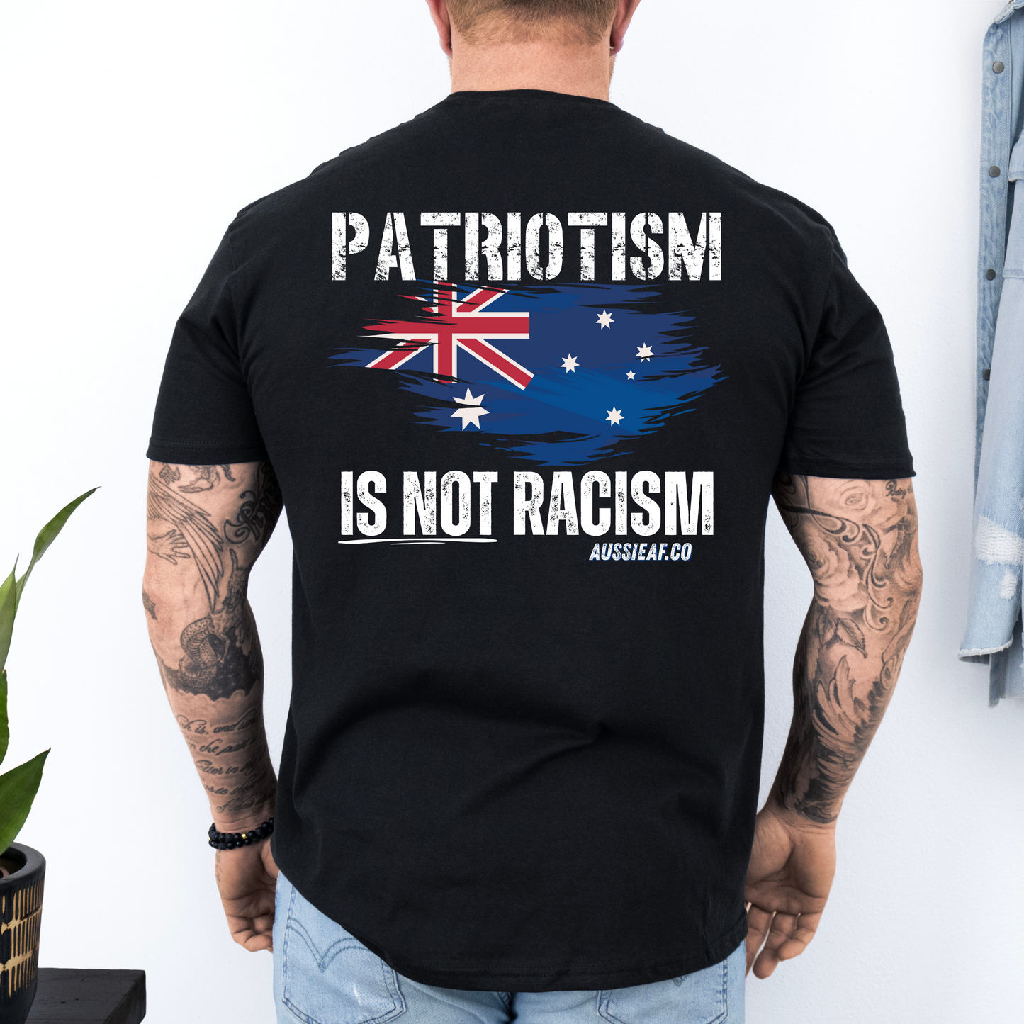 Patriotism is not Racism Australian Flag Unisex BACK Print Shirt