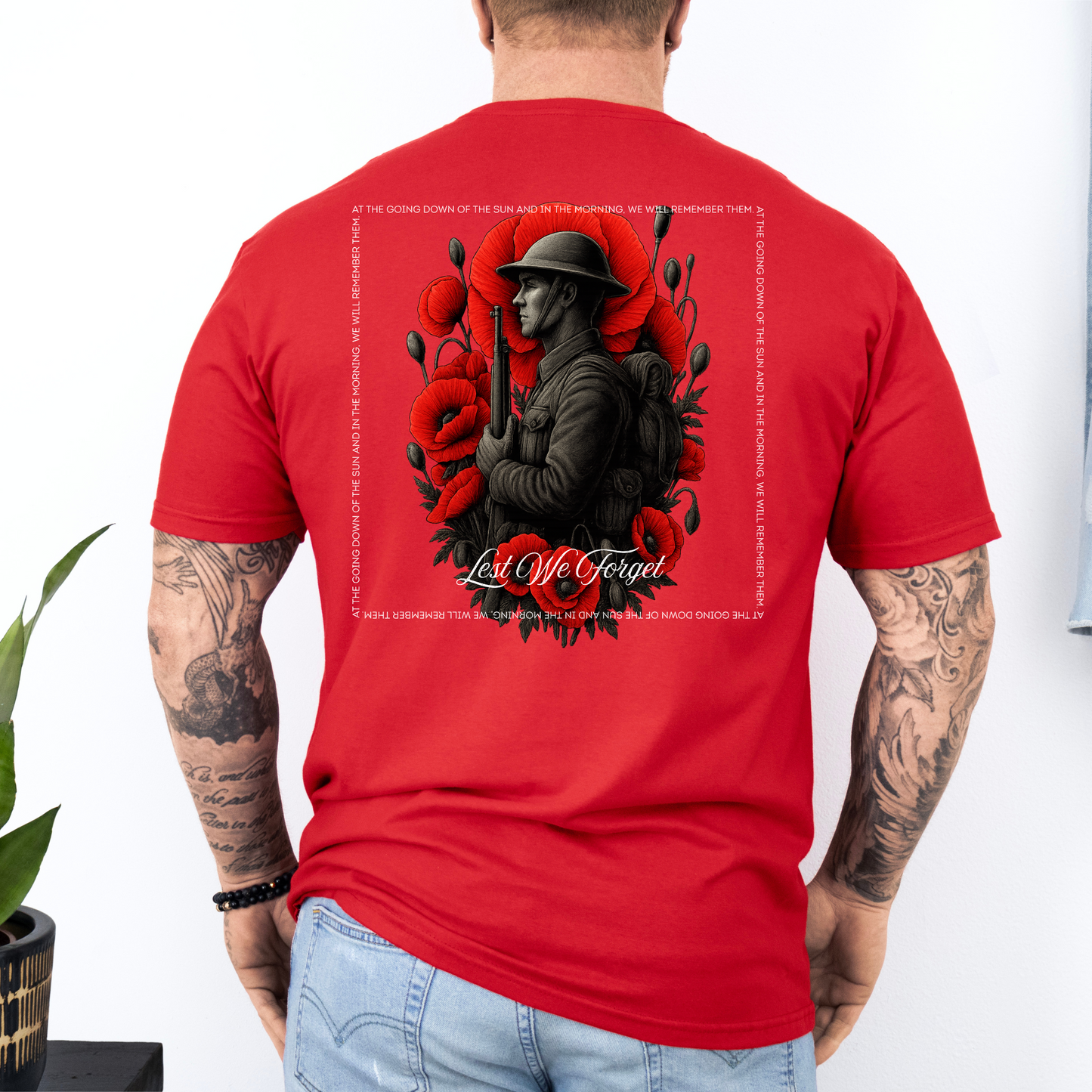 At The Going Down of the Sun Remembrance Day ANZAC Unisex BACK Print Shirt