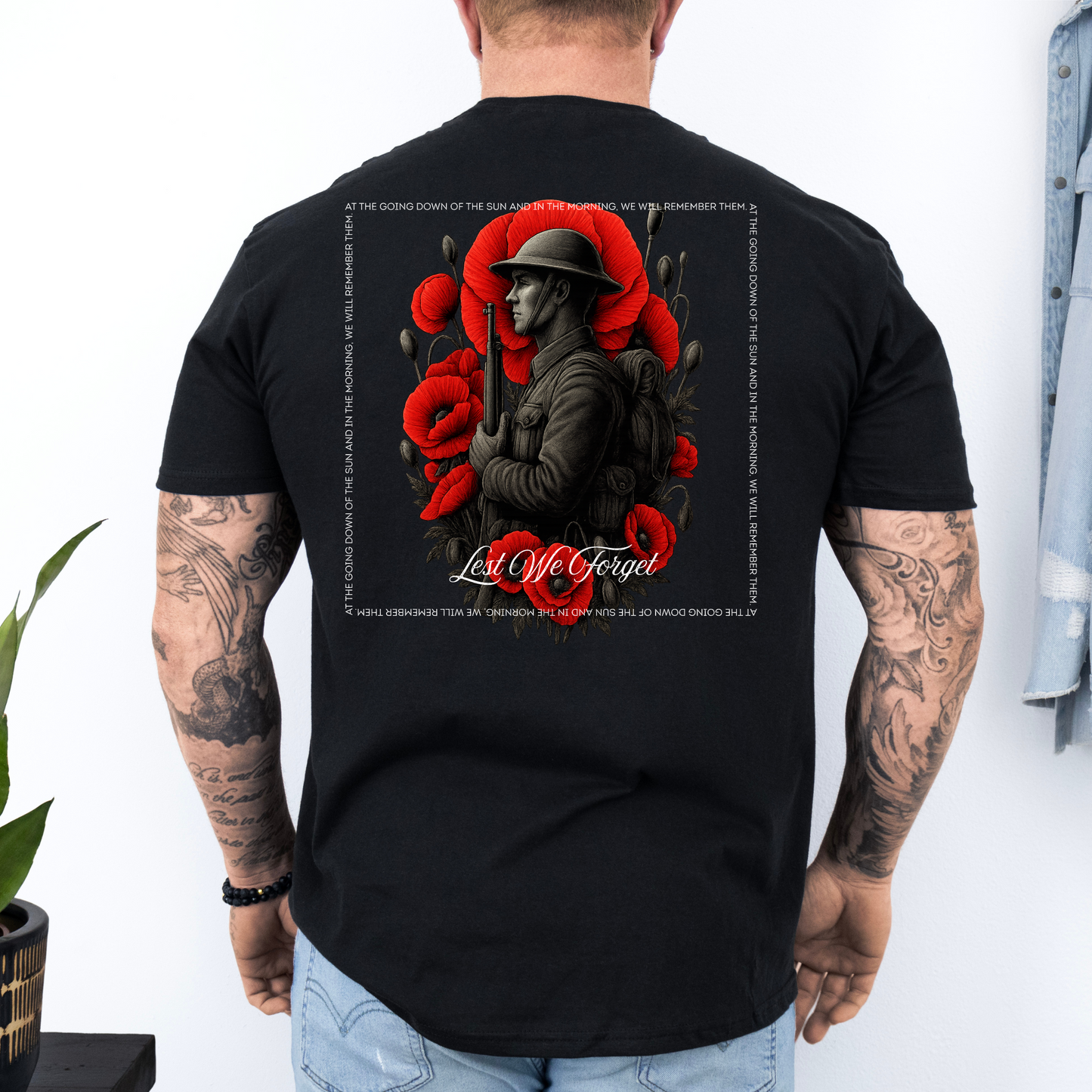 At The Going Down of the Sun Remembrance Day ANZAC Unisex BACK Print Shirt