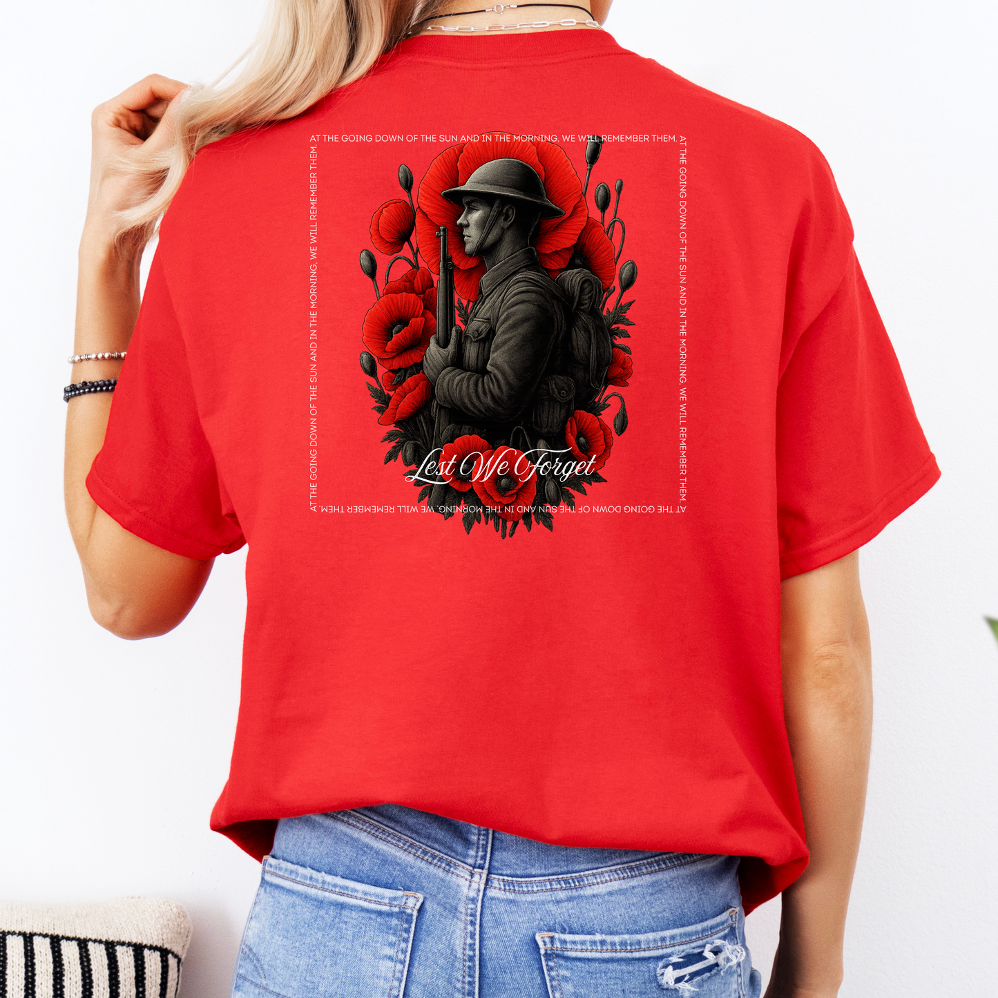 At The Going Down of the Sun Remembrance Day ANZAC Unisex BACK Print Shirt