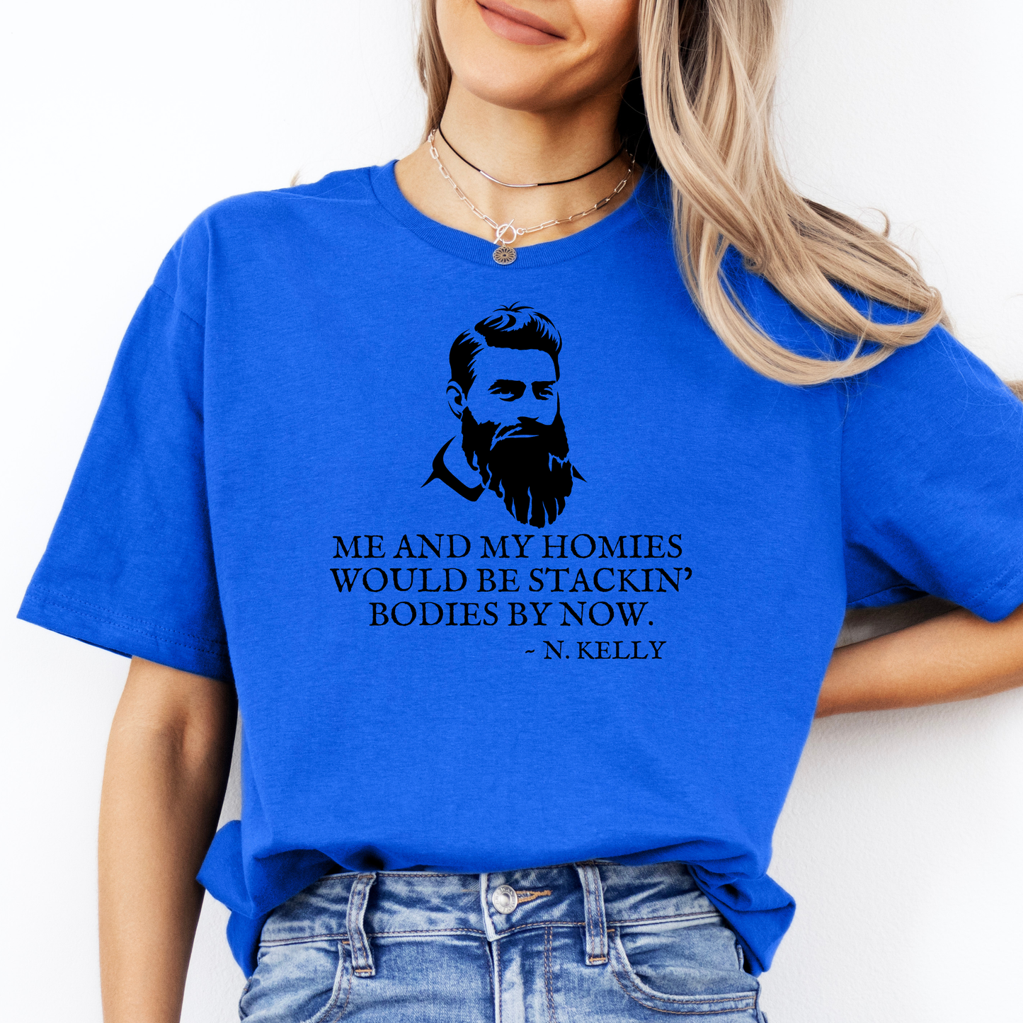 Ned Kelly Stacking Bodies Unisex FRONT Print Shirt