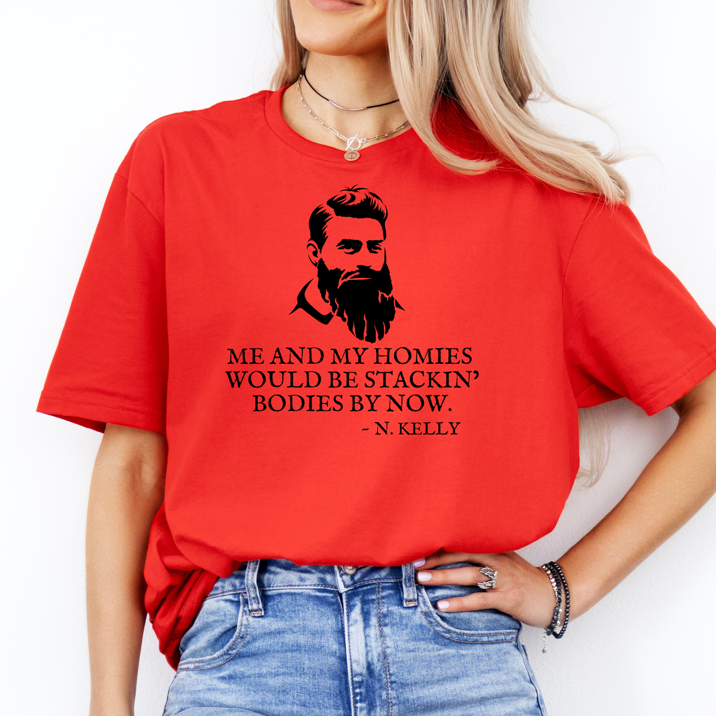 Ned Kelly Stacking Bodies Unisex FRONT Print Shirt