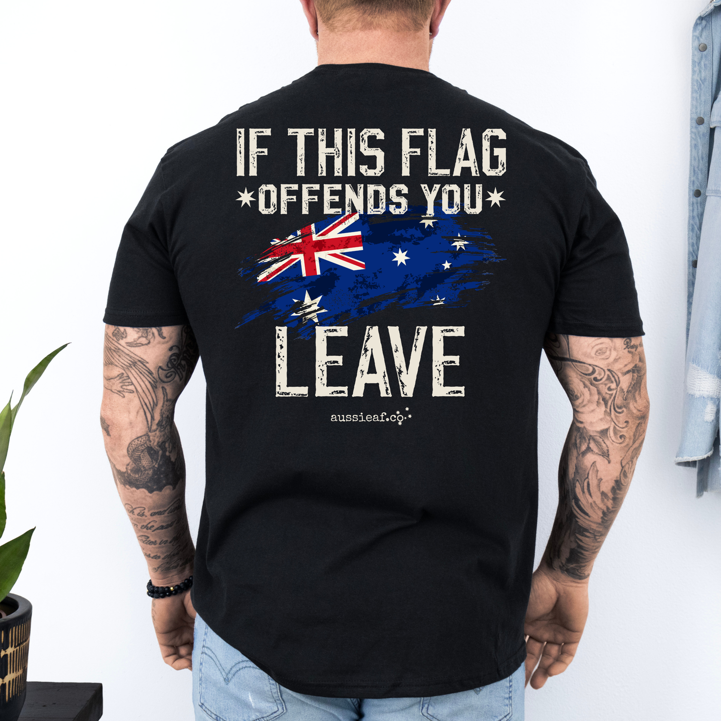 If This Flag Offends You, Leave - Australian Flag Unisex BACK Print Shirt