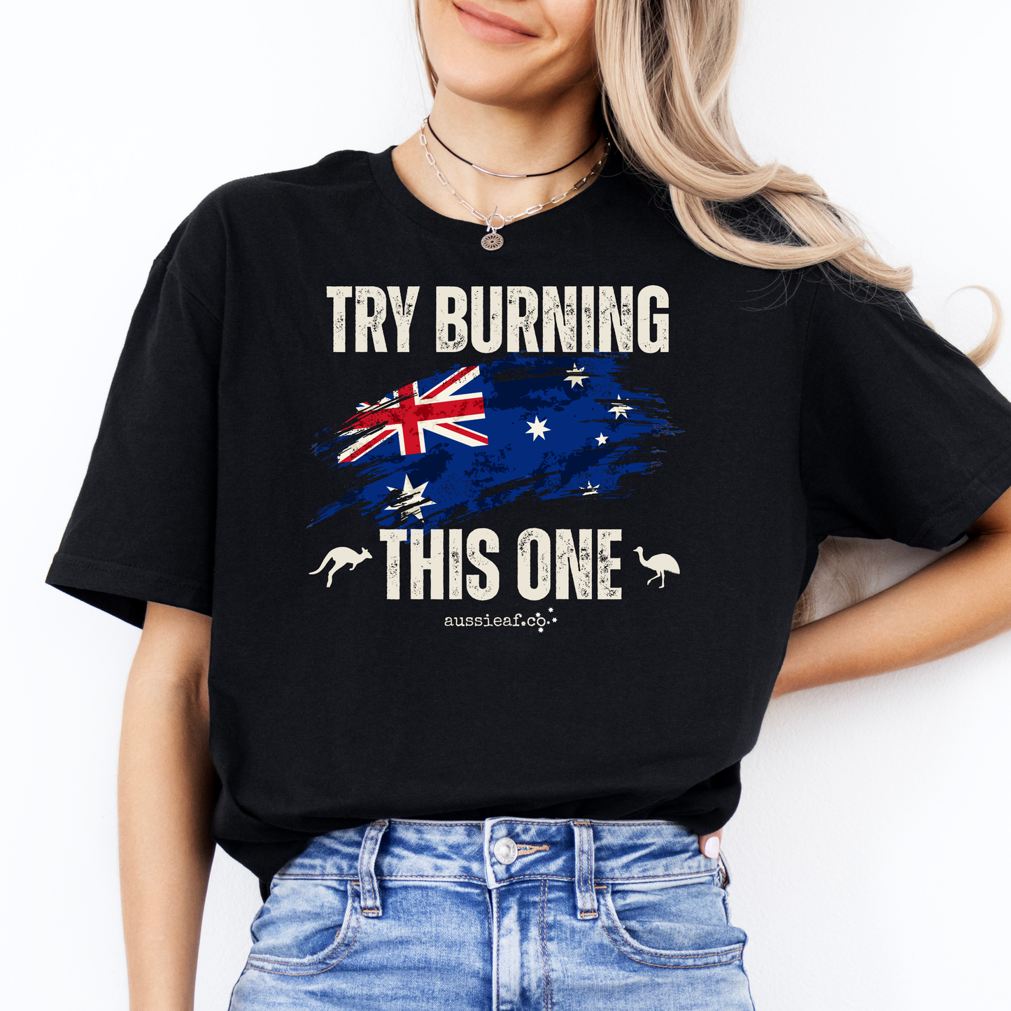 Try Burning This One Australian Flag Unisex FRONT Print Shirt
