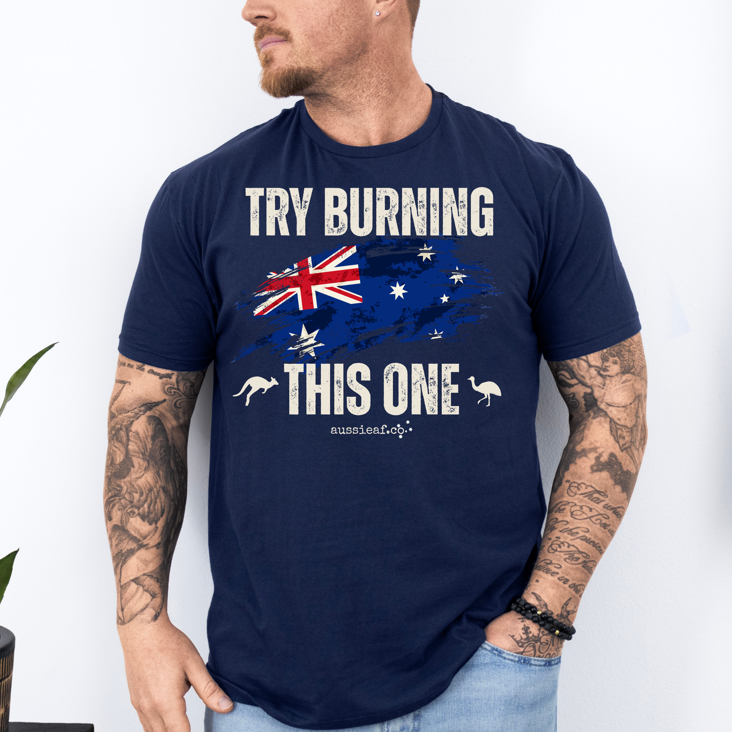 Try Burning This One Australian Flag Unisex FRONT Print Shirt