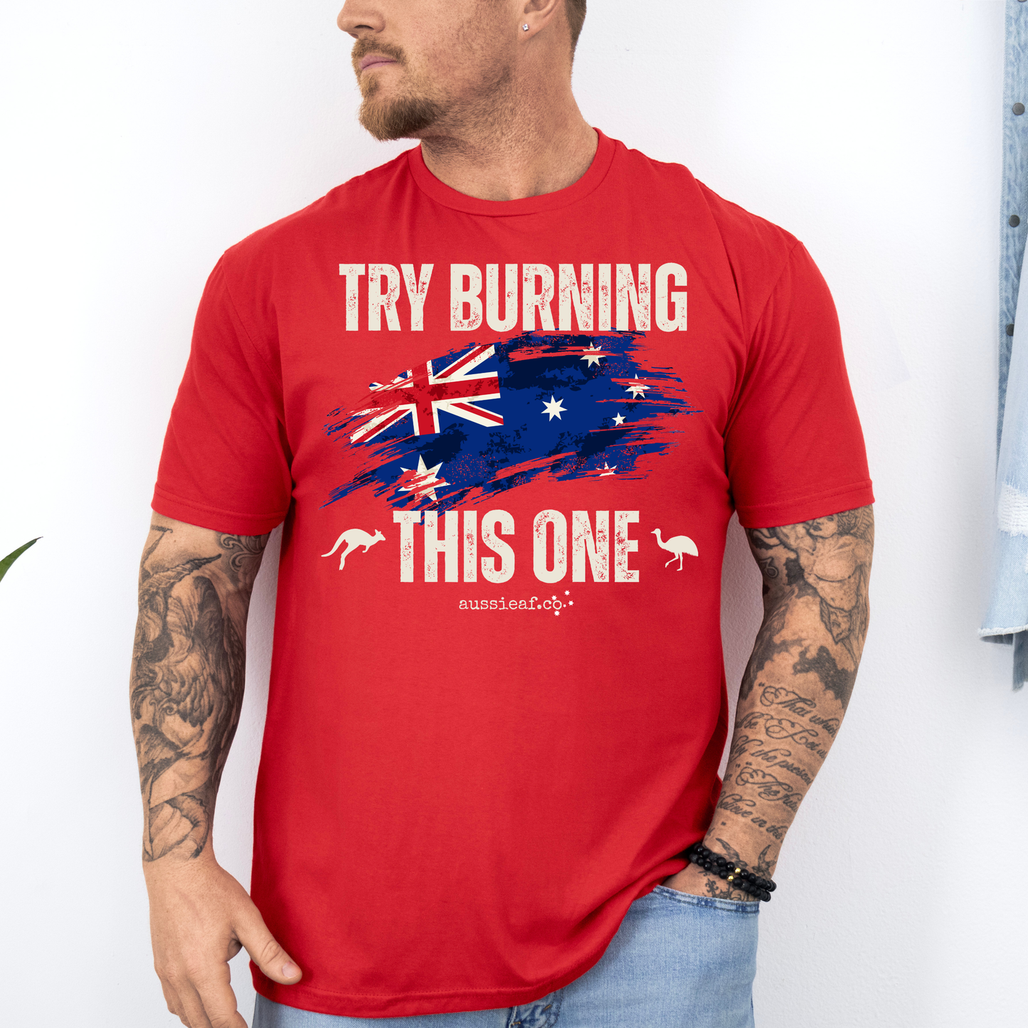 Try Burning This One Australian Flag Unisex FRONT Print Shirt