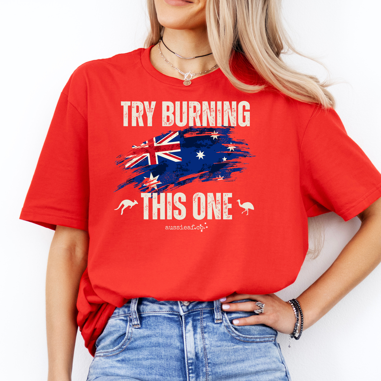 Try Burning This One Australian Flag Unisex FRONT Print Shirt