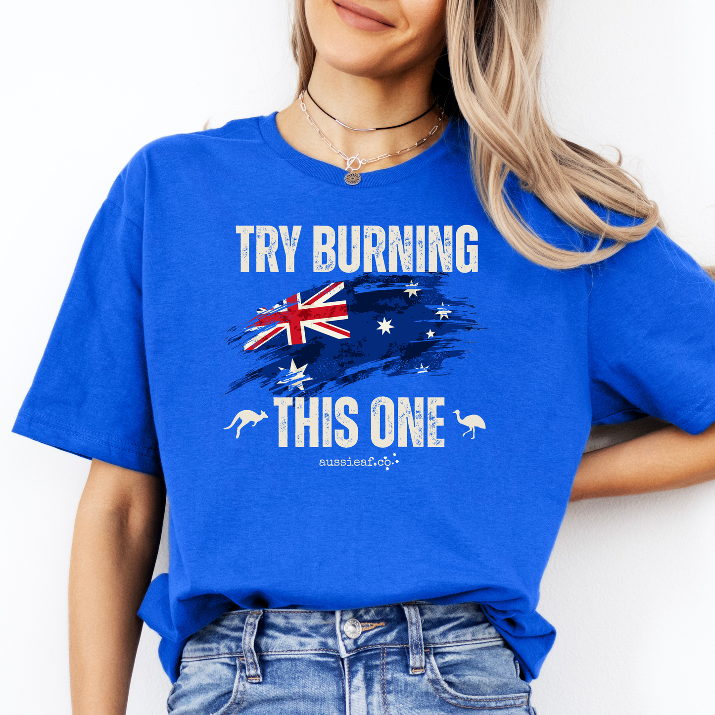 Try Burning This One Australian Flag Unisex FRONT Print Shirt