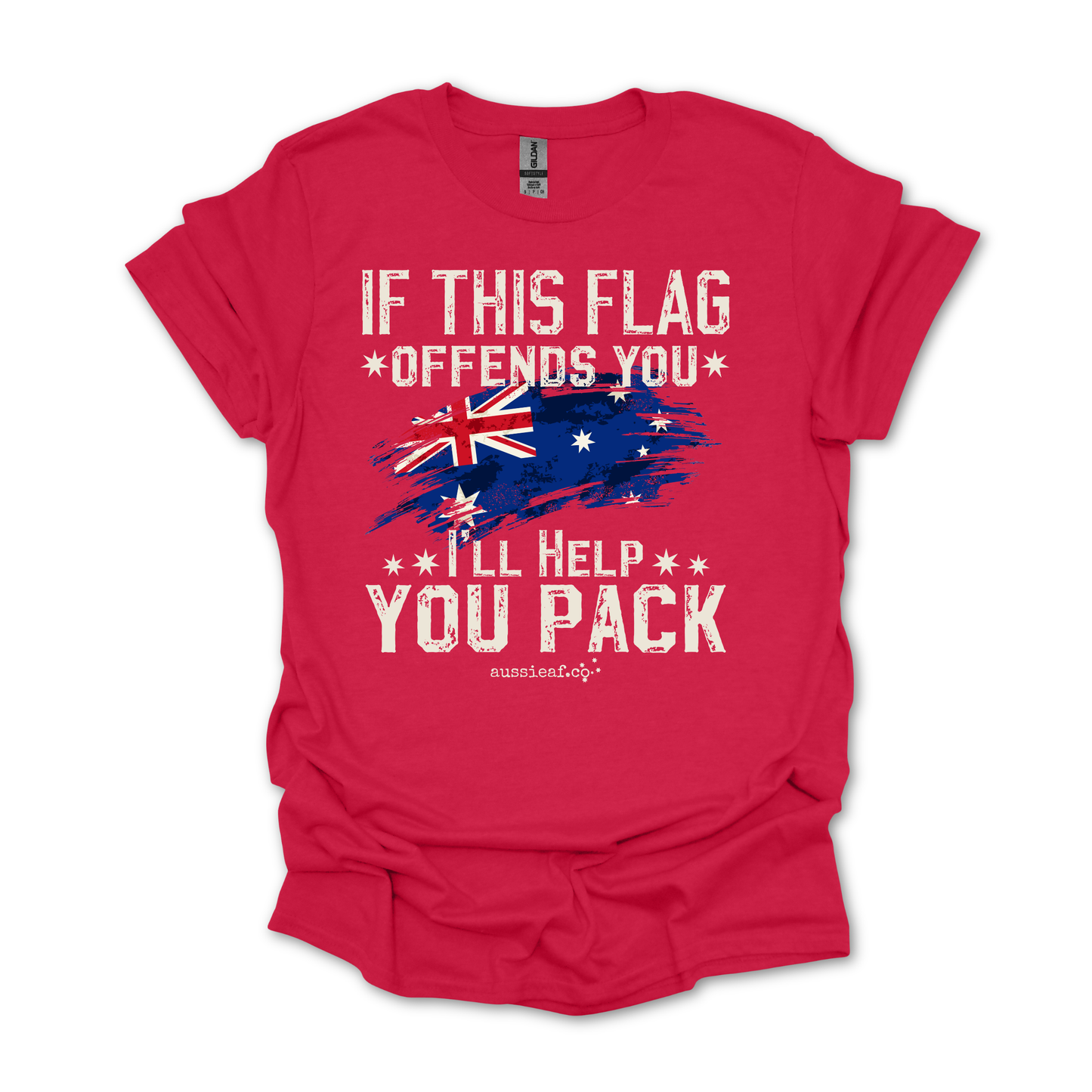 If This Flag Offends You, I'll Help You Pack Australian Flag Unisex FRONT Print Shirt