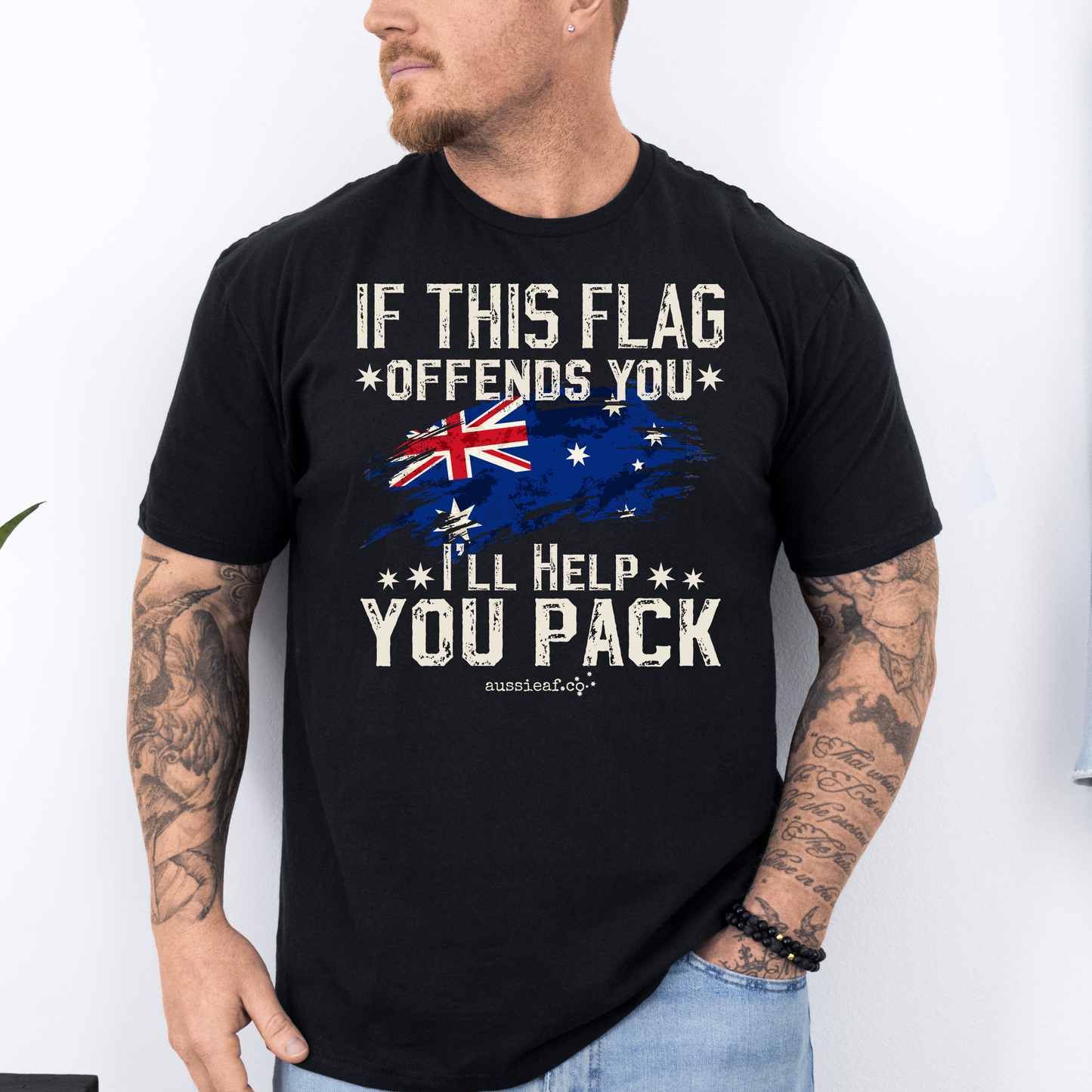 If This Flag Offends You, I'll Help You Pack Australian Flag Unisex FRONT Print Shirt