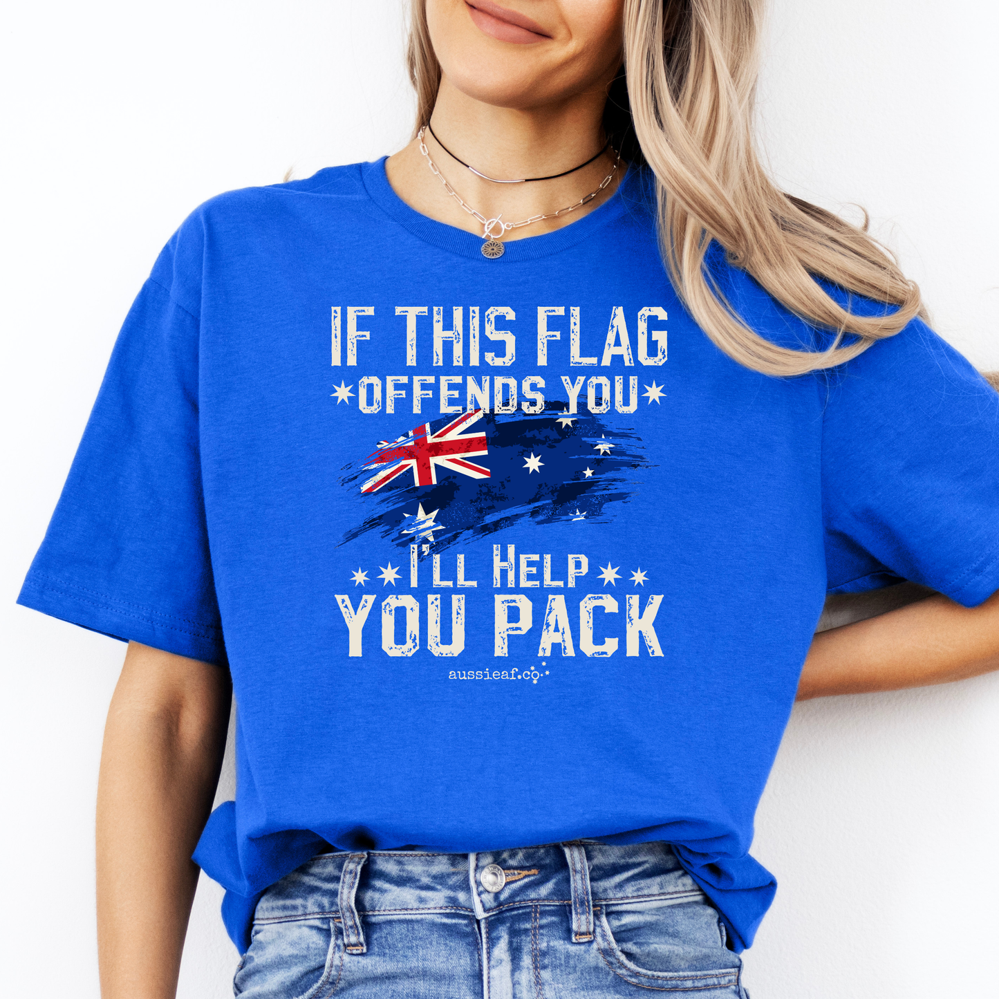 If This Flag Offends You, I'll Help You Pack Australian Flag Unisex FRONT Print Shirt