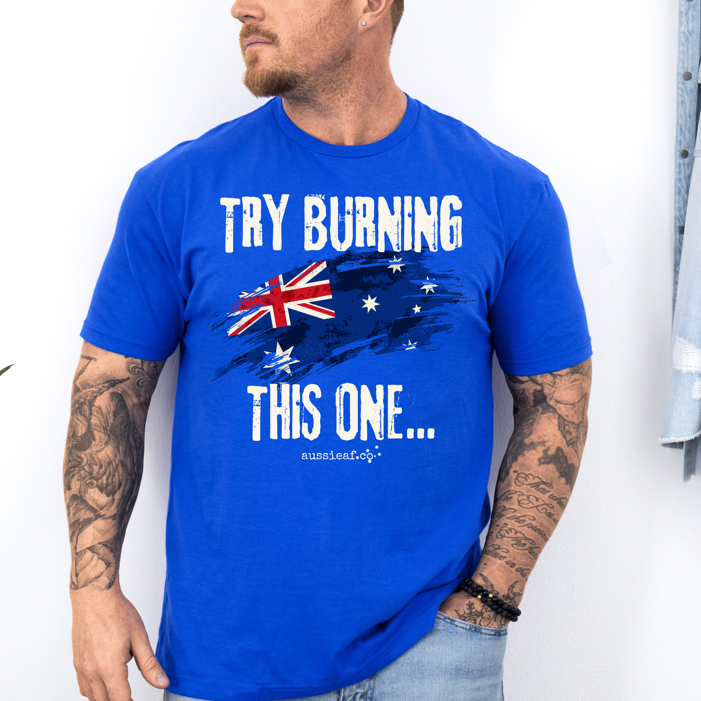 Try Burning This One Australian Flag Unisex FRONT Print Shirt V3