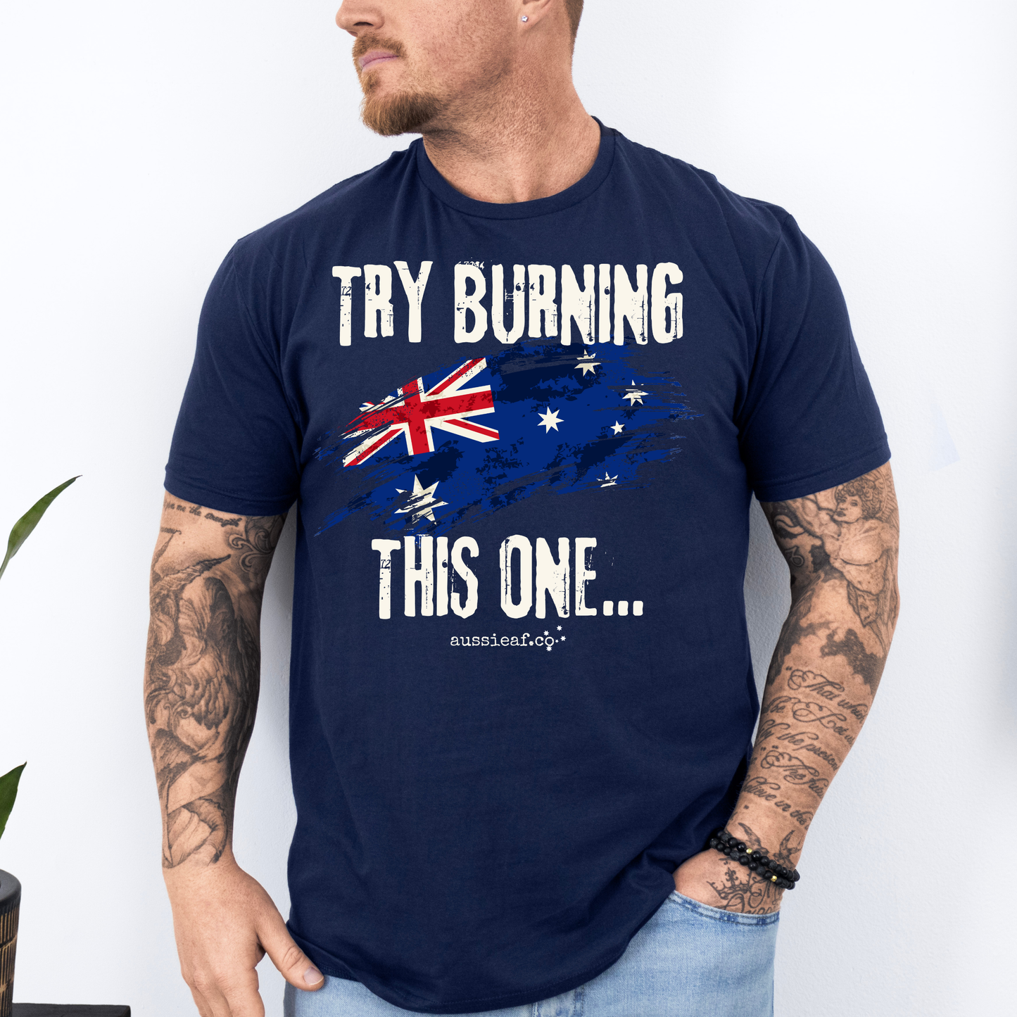 Try Burning This One Australian Flag Unisex FRONT Print Shirt V3