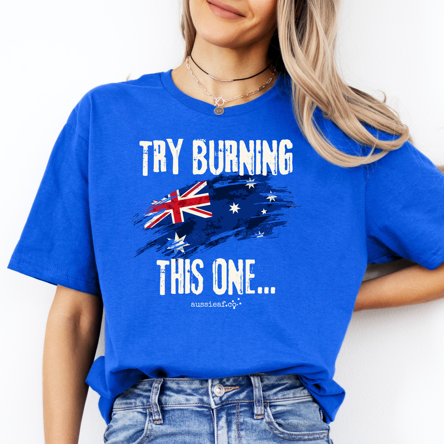 Try Burning This One Australian Flag Unisex FRONT Print Shirt V3
