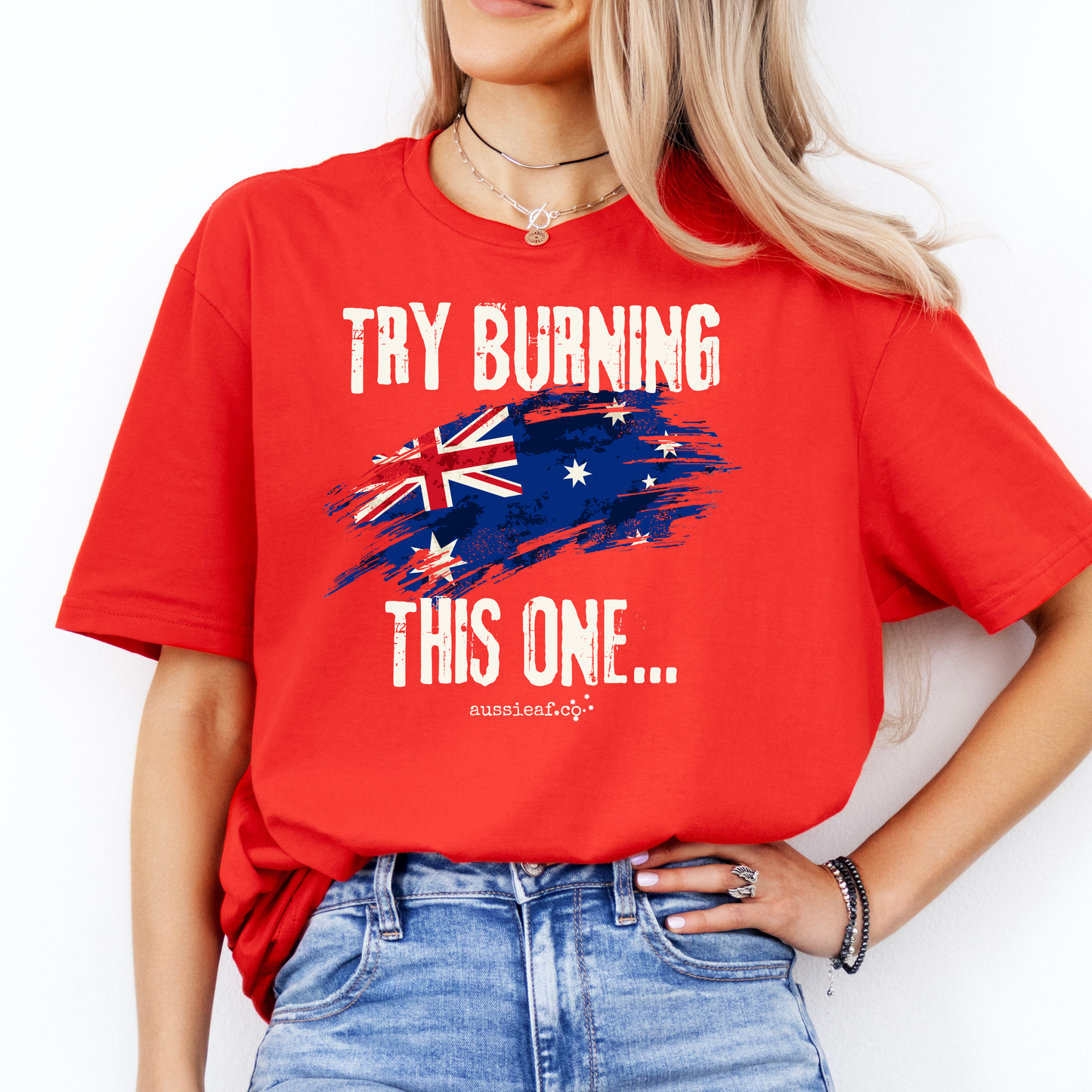 Try Burning This One Australian Flag Unisex FRONT Print Shirt V3
